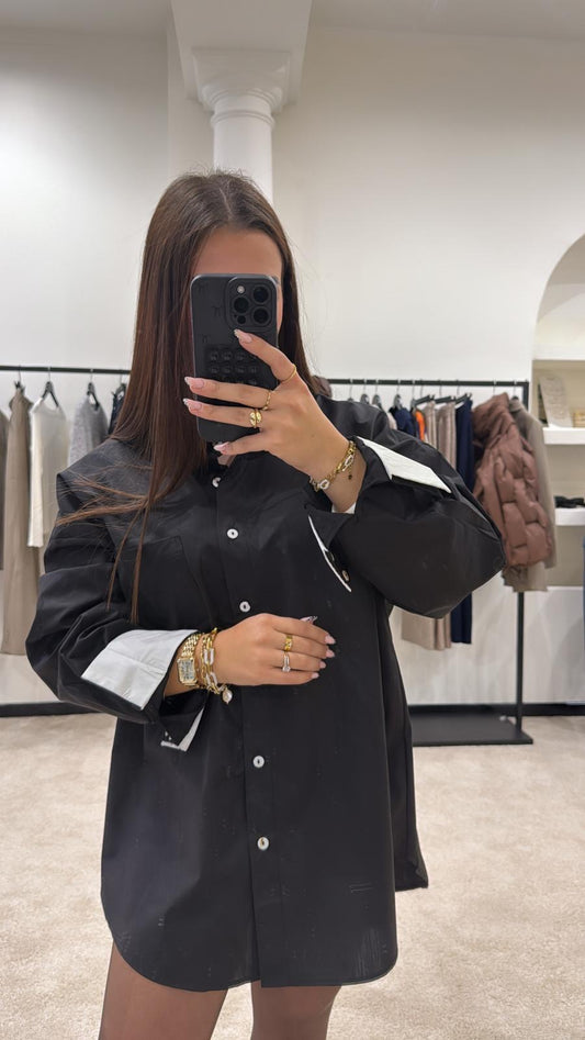 Chemise Bicolore Élégante – Noir & Blanc