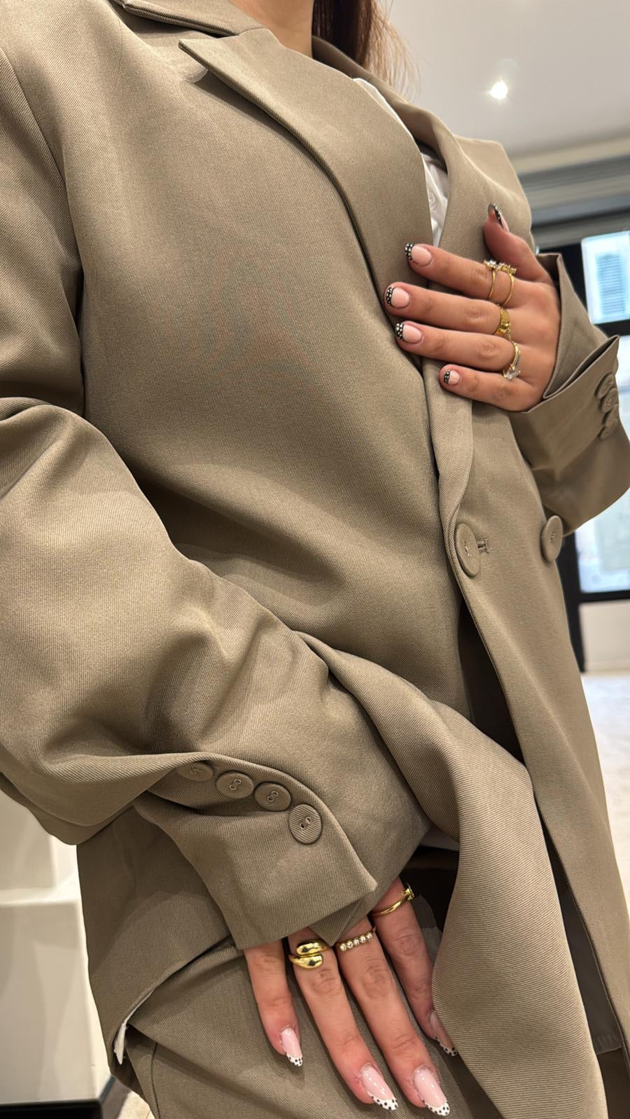 Veste Taupe – Blazer Boutonné
