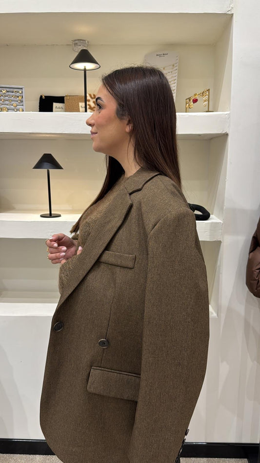 Blazer Long Camel – Fente Arrière & Coupe Oversize