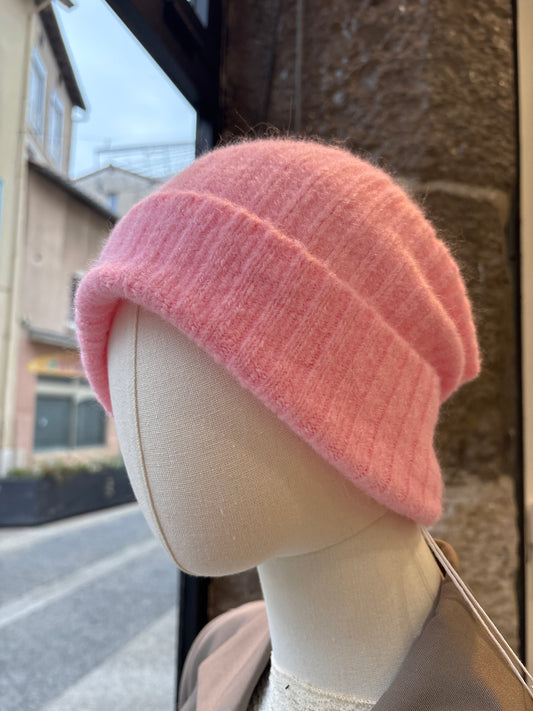 Bonnet laine rose