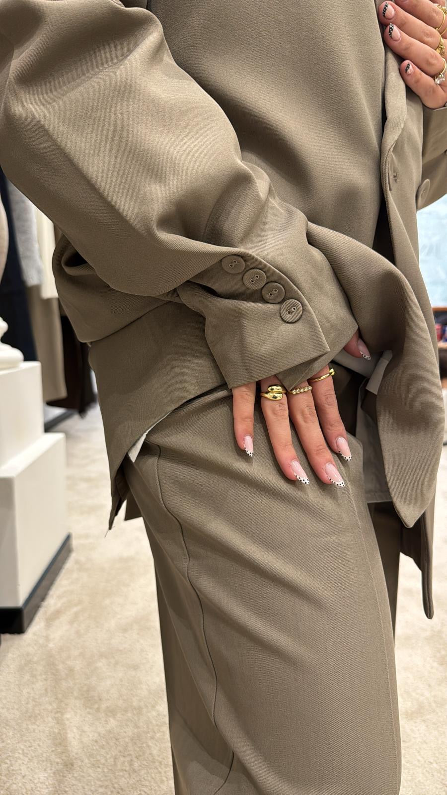 Veste Taupe – Blazer Boutonné